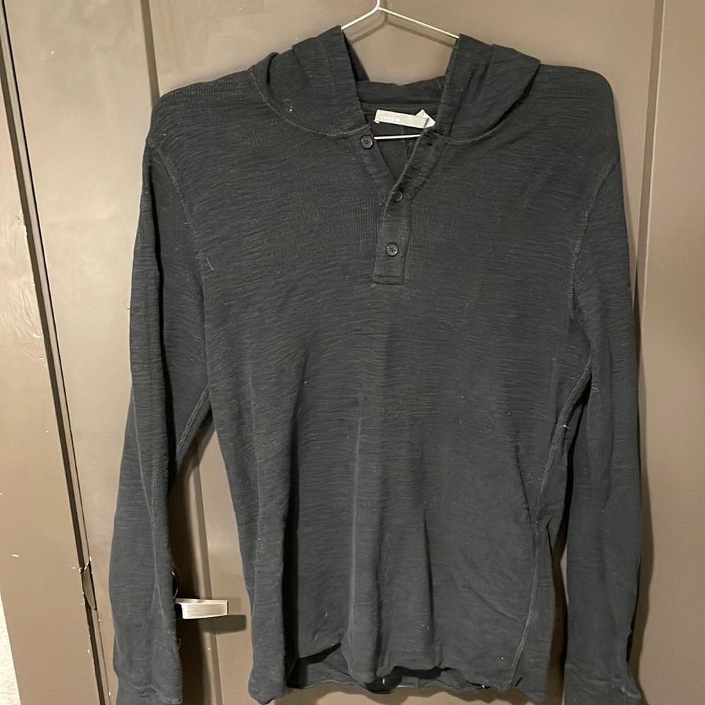 Black Vince Henley Hoodie